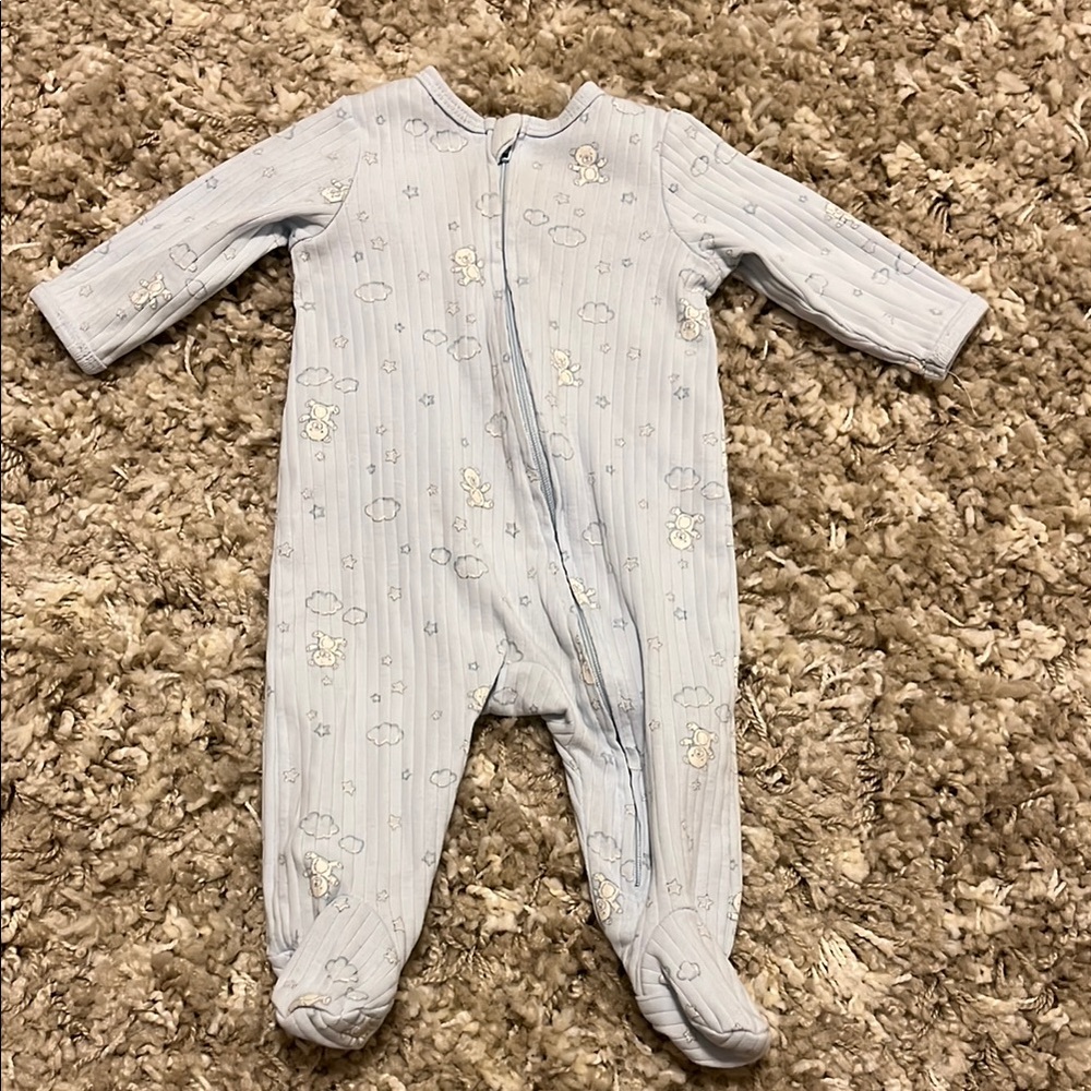 Little Me Blue Footie One Piece with Integrated Feet